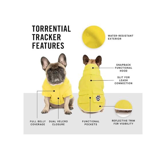 Canada Pooch Torrential Tracker Dog Rain Jacket – Yellow, Size 14 - Picture 2 of 10